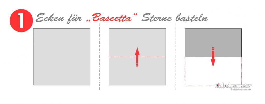 Ecken für Bascetta Sterne basteln - Grundanleitung - Faltanleitung - Schritt 1