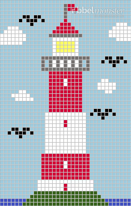 Pixelmuster – Leuchtturm im Meer – 35×55