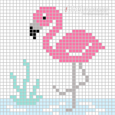 Pixelmuster – Flamingo im Wasser – 35×35