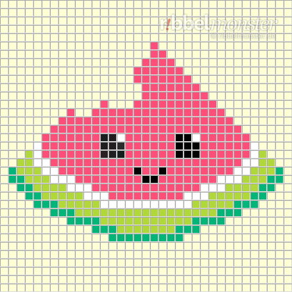 Pixelmuster – Angebissenes Stück Melone – 35×35