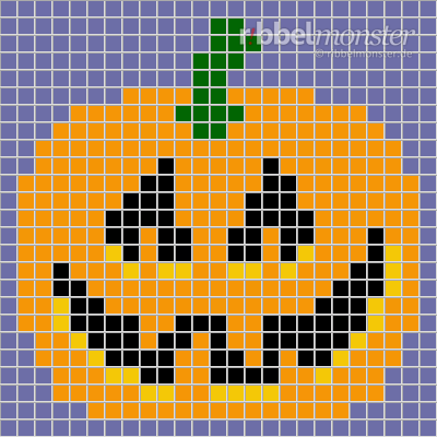 Pixelmuster – Halloween Kürbis – 25×25