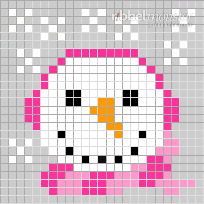 Pixelmuster – Schneefrau mit Ohrenschützern – 25×25