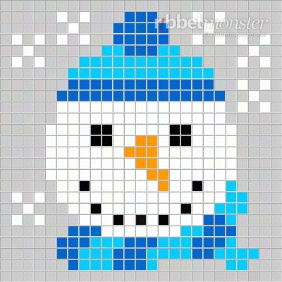 Pixelmuster – Schneemann mit Pudelmütze – 25×25