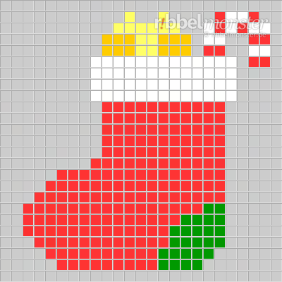 Pixelmuster – Nikolaussöckchen – 25×25