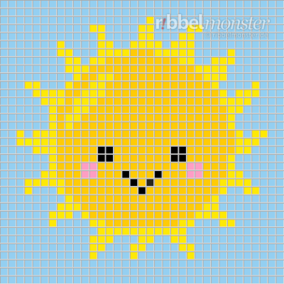 Pixelmuster – Kawaii Sonne – 35×35